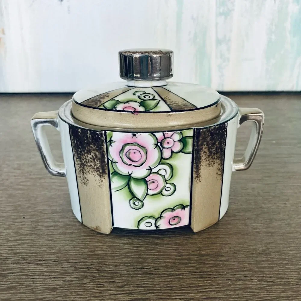 Vintage Noritake Sugar Creamer Lidded Porcelain Jar